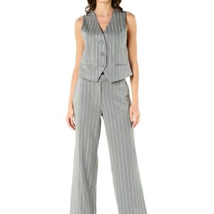 Gilet gessato con diamanti