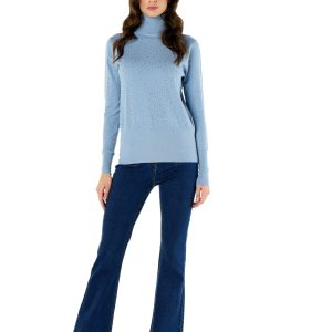 Maglia collo alto cascata diamanti