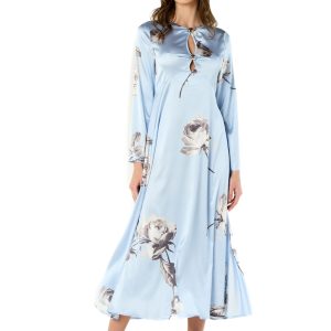 Abito cut bottoni stampato lungo