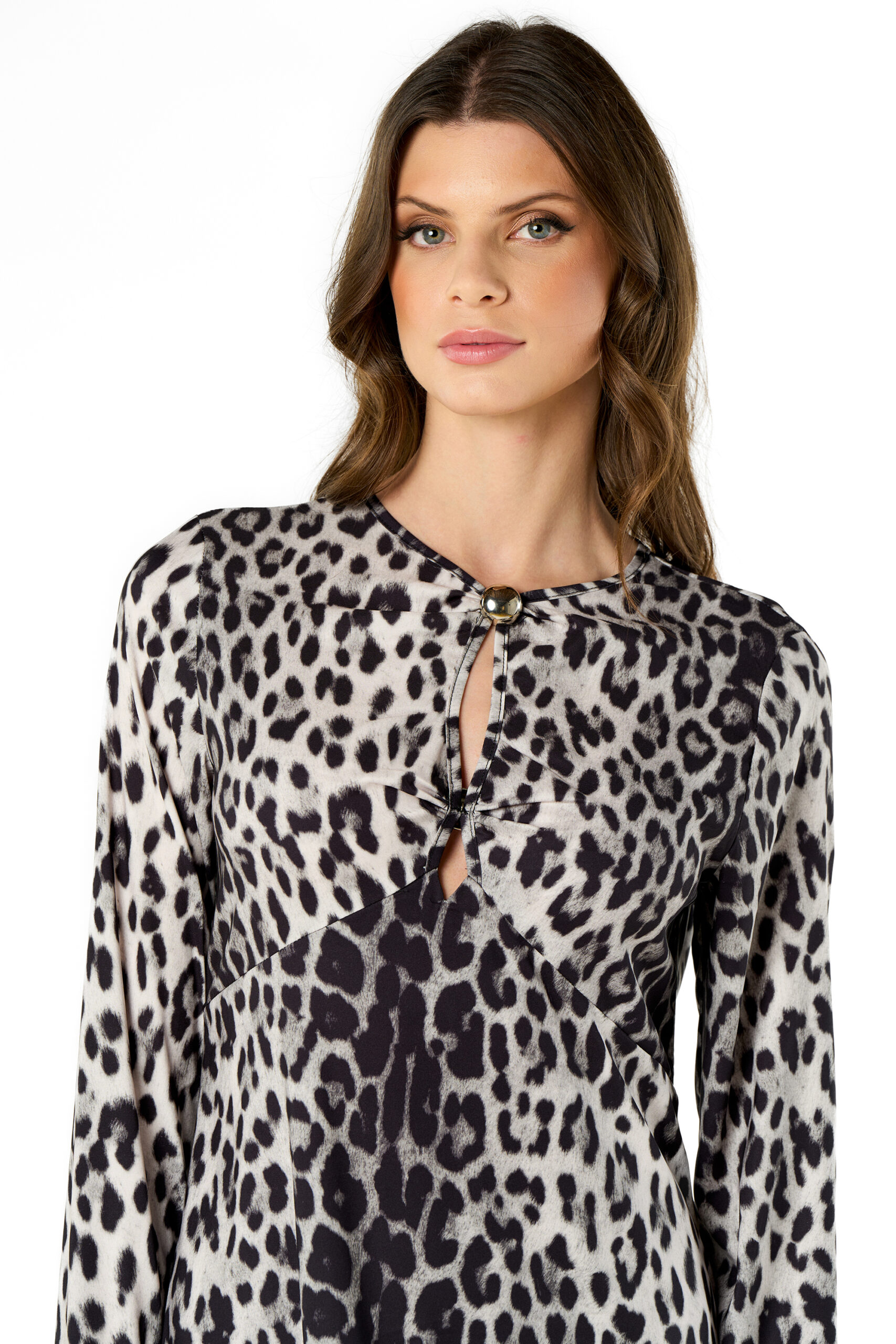 Abito cut bottoni stampato lungo - immagine 4