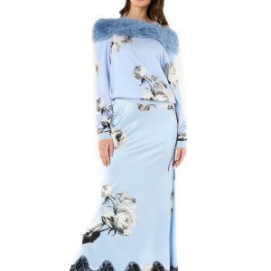 Maglia stampata ecopelliccia scollo barca