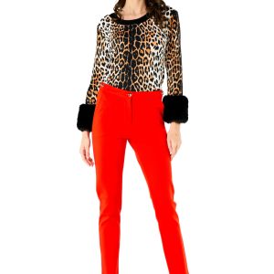 Maglia stampata con manicotti ecopelliccia