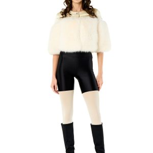 Cappa ecopelliccia e bottone gioiello