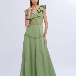 Abito lungo cotone volant