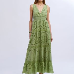 Abito cotone sangallo lungo