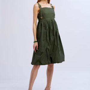 Abito palloncino cotone con fibbie