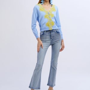 Cardigan V con pizzo