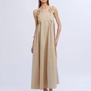 Abito lungo cotone con fibbie