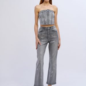 Top jeans diamond roses