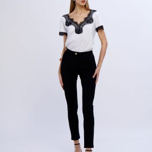 T-shirt collana pizzo