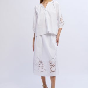 Gonna lunga cotone con inserto