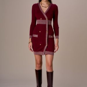 Abito corto doppiopetto lurex e bottoni