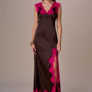 Abito raso pizzo contrasto