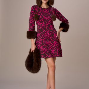 Abito jacquard bordi simil pelliccia