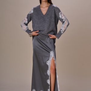 Maglia V pizzo maniche