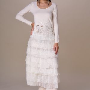 Maglia scollo madonna con pizzo