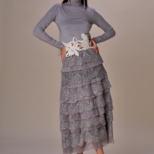 Maglia collo alto fondo pizzo