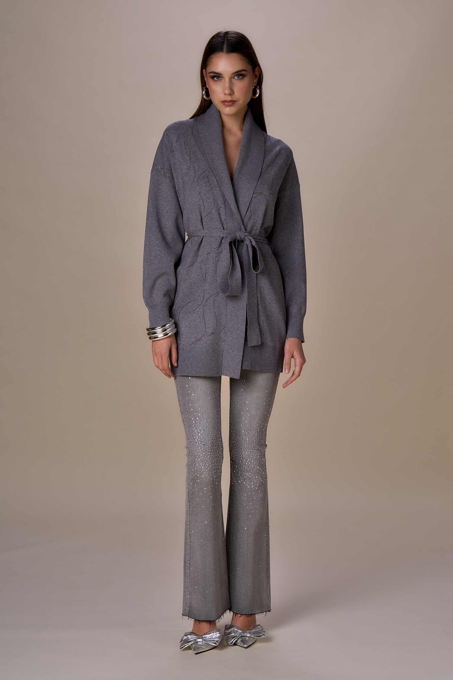 Maxi cardigan onde diamanti