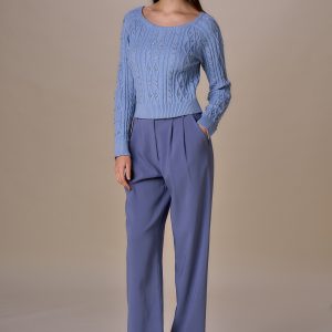 Maglia girocollo trecce diamanti