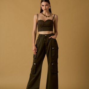 Pantalone cargo tinta unita