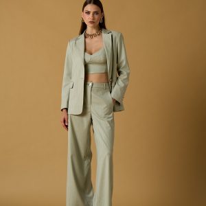 Pantalone palazzo gessato oro