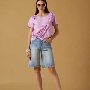 Bermuda jeans diamanti rainbow