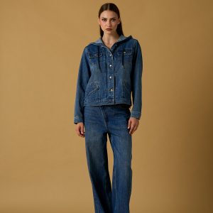 Giubbino jeans maxi logo