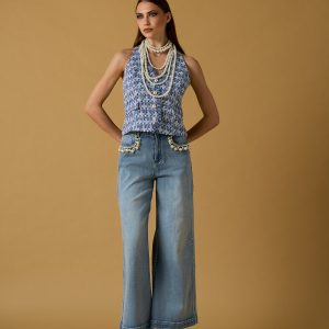 Gilet bouclette con perle