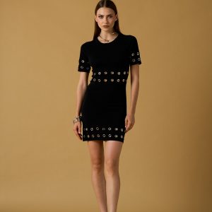 Abito corto in maglia anelli