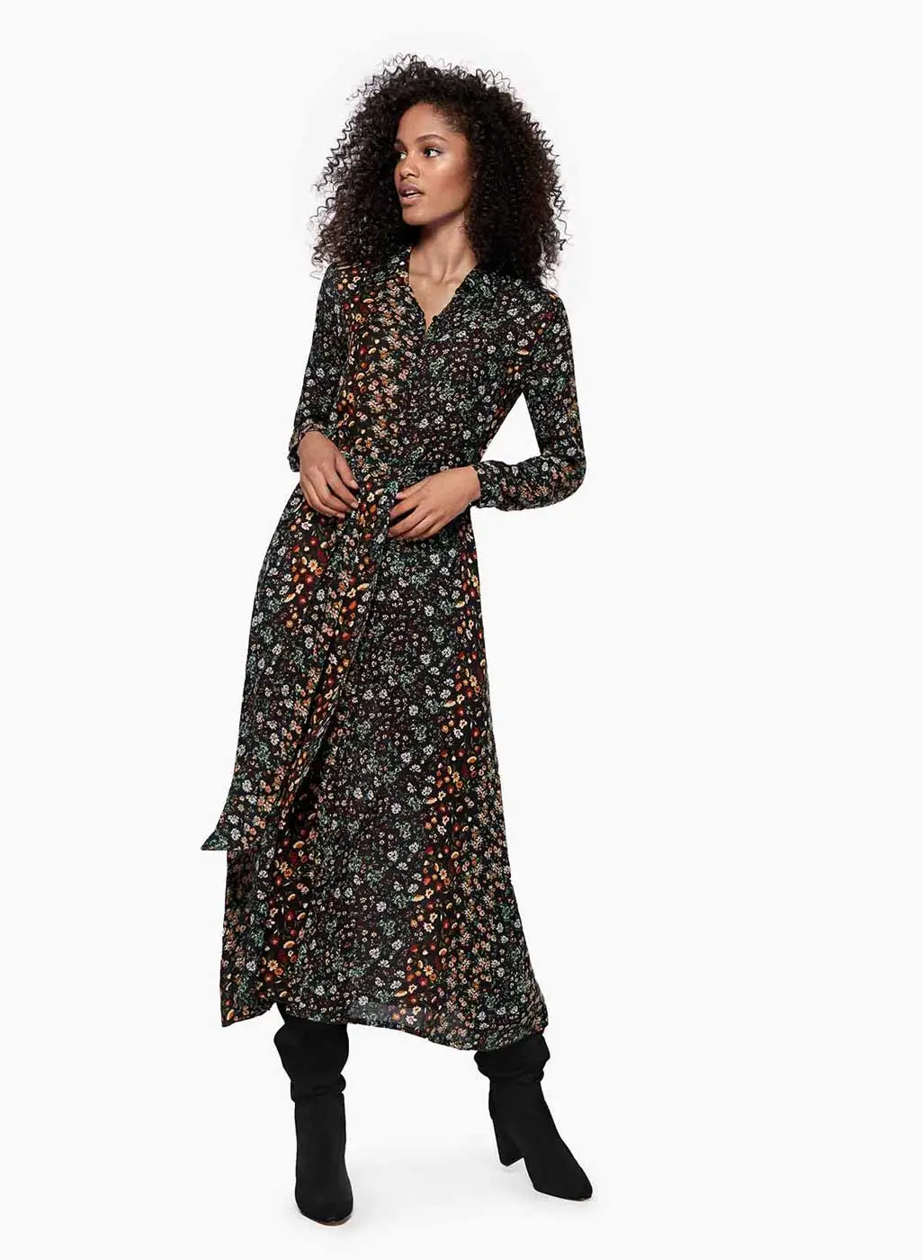 Abito lungo Donna fantasia floreale con cintura Losan art.922-7003AA - immagine 2