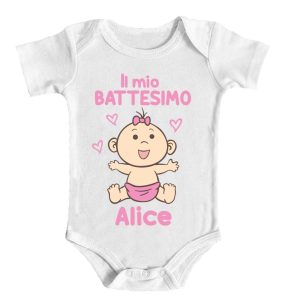 Body Neonata – NOME Personalizzabile – Il mio Battesimo – Battezzare – Femminuccia – Madrina – Padrino – Bimba – Baby
