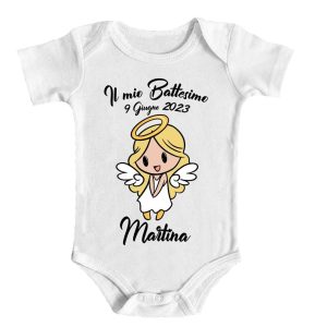 Body Neonata – DATA BATTESIMO e NOME Personalizzabili – il mio Battesimo – Angioletto – Brava – Buona – Bimba – Bebè – Idee Regalo