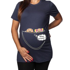 Tshirt Lunga da Donna Ideale per il Premaman -Gemelli- Stiamo arrivando bimbo e bimba – Maglietta Premaman gemelli maschio  e femmina – Regalo Futura Mamma