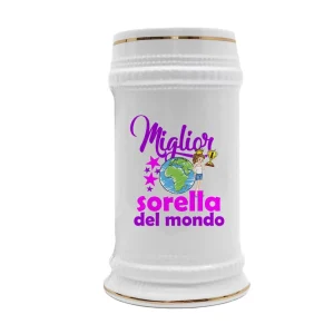 Boccale Sorella – Miglior Sorella del Mondo – Regali Sorella – Boccale in Ceramica Sorella – Idea Regalo Sorella – Boccale Compleanno Sorella – Regalo Compleanno Sorella