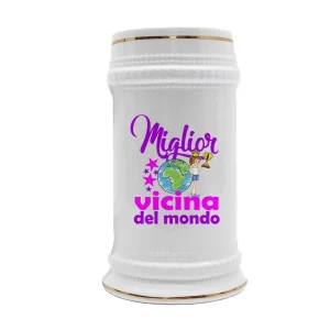 Boccale Vicina – Miglior Vicina del Mondo – Regali Vicina – Boccale in Ceramica Vicina – Idea Regalo Vicina – Boccale Compleanno Vicina – Regalo Compleanno Vicina
