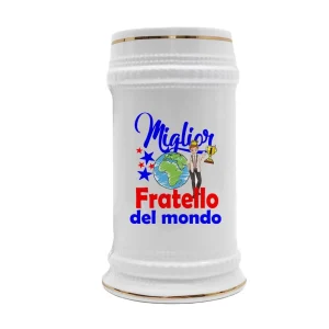 Boccale Fratello – Compleanno Fratello – Miglior Fratello del Mondo – Regali Fratello – Boccale Ceramica Fratello – Idee Regalo Fratello – Regalo Fratello Compleanno