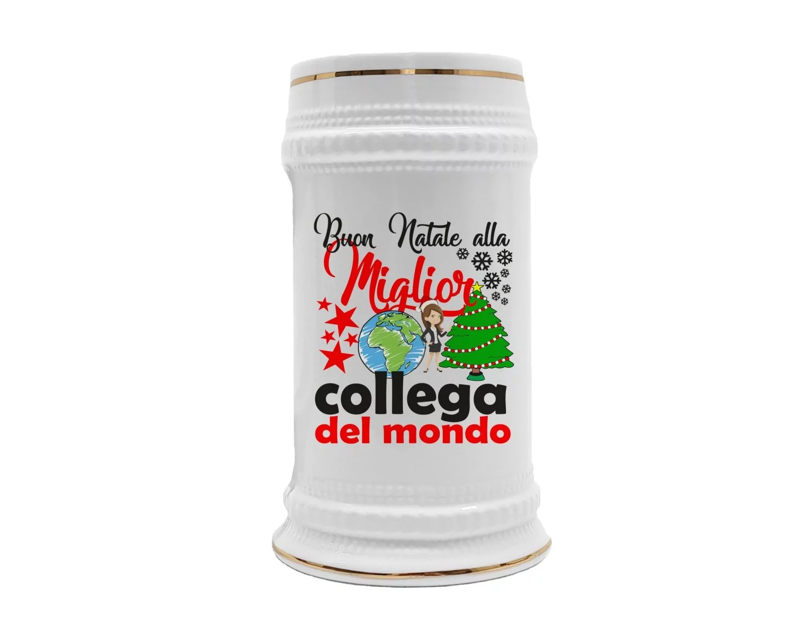 Boccale Collega – Regalo Natale Collega – Buon Natale alla Miglior Collega del Mondo – Regali Collega – Boccale in Ceramica Collega – Idea Regalo Collega – Regalo Natale Collega