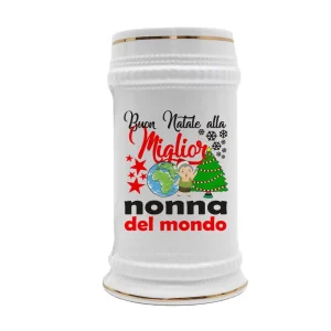 Boccale Nonna – Regalo Natale Nonna – Buon Natale alla Miglior Nonna del Mondo – Regali Nonna – Boccale in Ceramica Nonna – Idea Regalo Nonna – Regalo Natale Nonna