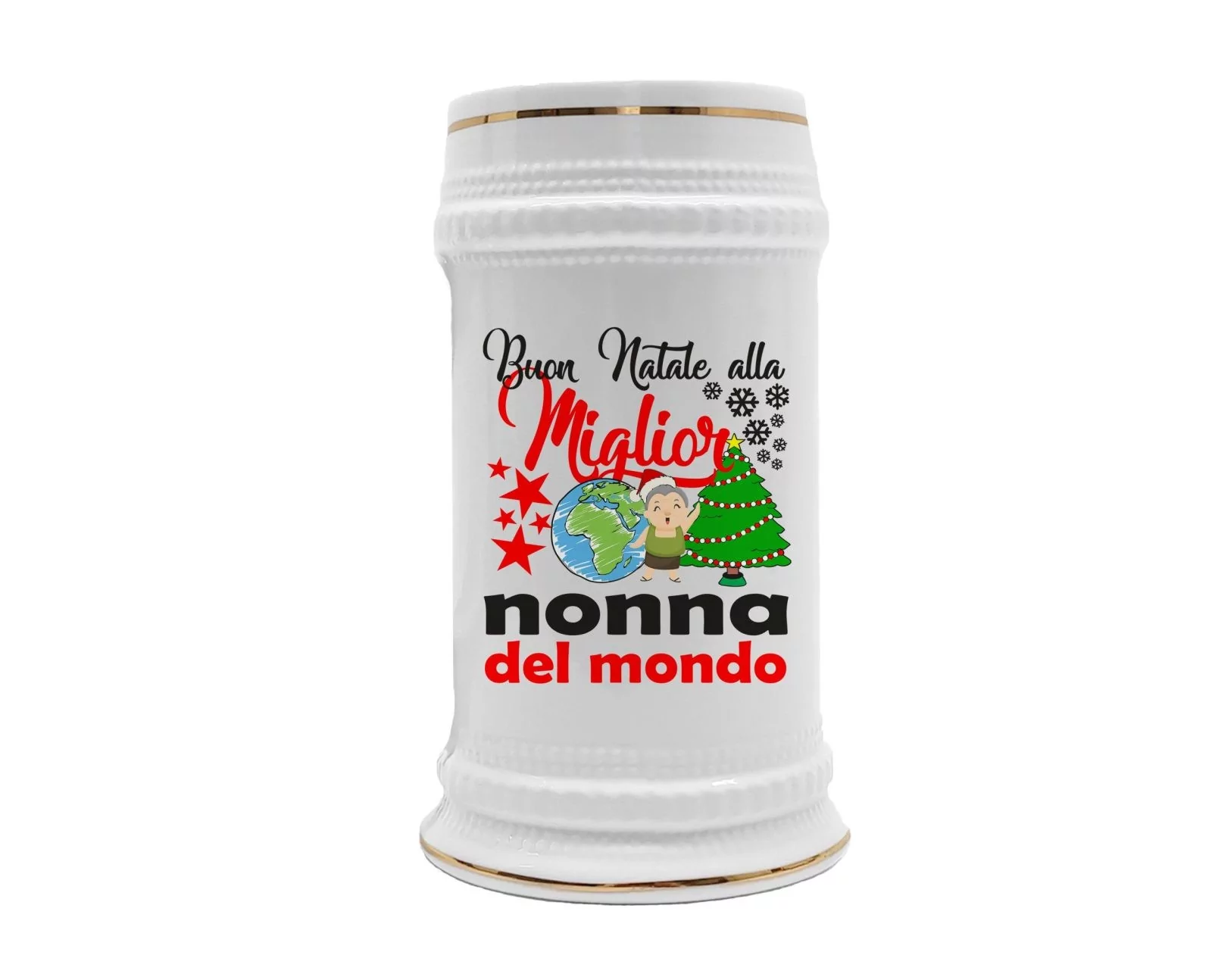 Boccale Nonna – Regalo Natale Nonna – Buon Natale alla Miglior Nonna del Mondo – Regali Nonna – Boccale in Ceramica Nonna – Idea Regalo Nonna – Regalo Natale Nonna - immagine 2