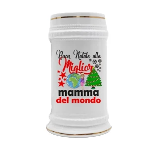 Boccale Mamma – Regalo Natale Mamma – Buon Natale alla Miglior Mamma del Mondo – Regali Mamma – Boccale in Ceramica Mamma – Idea Regalo Mamma – Regalo Natale Mamma