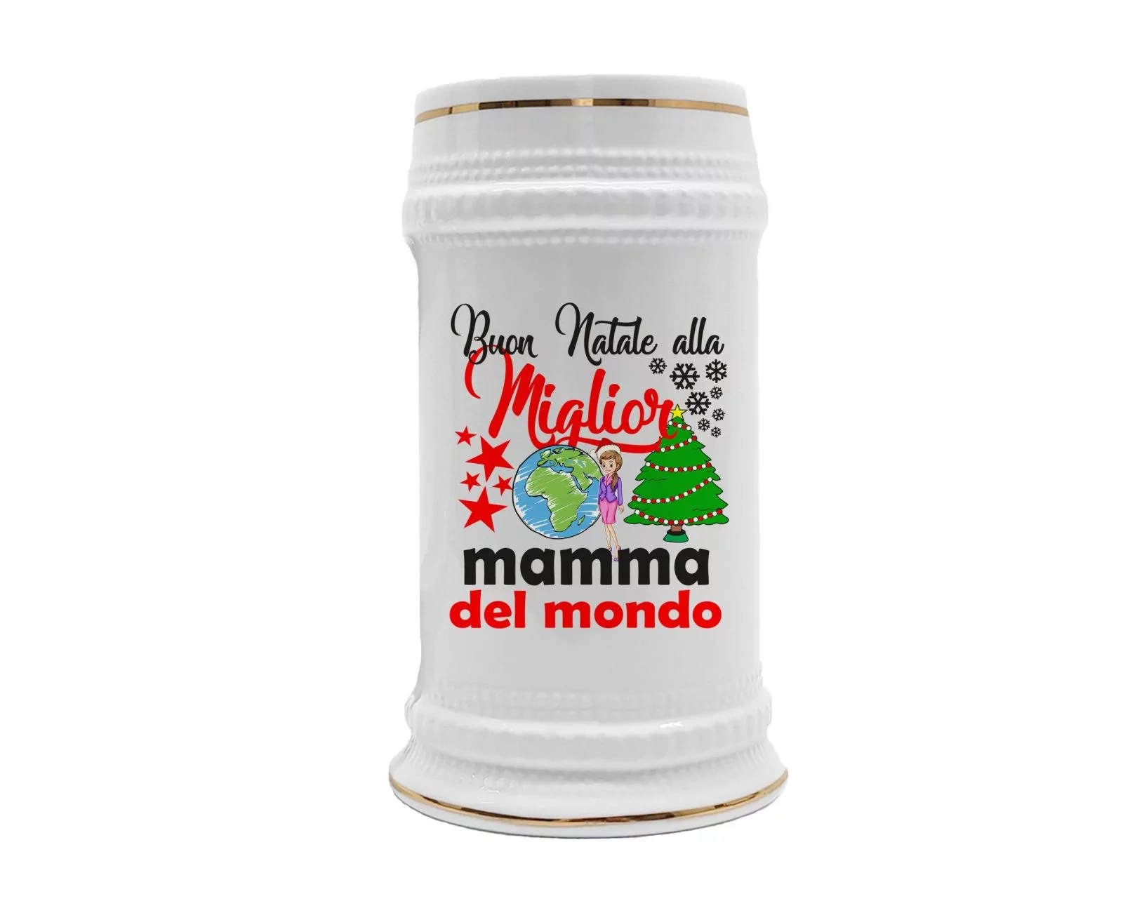 Boccale Mamma – Regalo Natale Mamma – Buon Natale alla Miglior Mamma del Mondo – Regali Mamma – Boccale in Ceramica Mamma – Idea Regalo Mamma – Regalo Natale Mamma