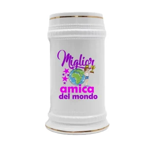 Boccale Amica – Compleanno Amica – Miglior Amica del Mondo – Regali Amica – Boccale in Ceramica Amica – Idea Regalo Amica – Regalo Compleanno Amica