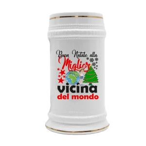 Boccale Vicina – Buon Natale alla Miglior Vicina del Mondo – Regali Vicina – Boccale in Ceramica Vicina – Idea Regalo Vicina – Boccale Natale Vicina – Regalo Natale Vicina