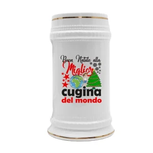 Boccale Cugina – Buon Natale alla Miglior Cugina del Mondo – Regali Cugina – Boccale in Ceramica Cugina – Idea Regalo Cugina – Boccale Natale Cugina – Regalo Natale Cugina