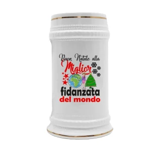 Boccale Fidanzata – Buon Natale alla Miglior Fidanzata del Mondo – Regali Fidanzata – Boccale in Ceramica Fidanzata – Idea Regalo Fidanzata – Boccale Natale Fidanzata – Regalo Natale Fidanzata