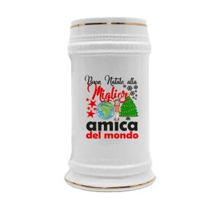 Boccale Amica – Buon Natale alla Miglior Amica del Mondo – Regali Amica – Boccale in Ceramica Amica – Idea Regalo Amica – Boccale Natale Amica – Regalo Natale Amica