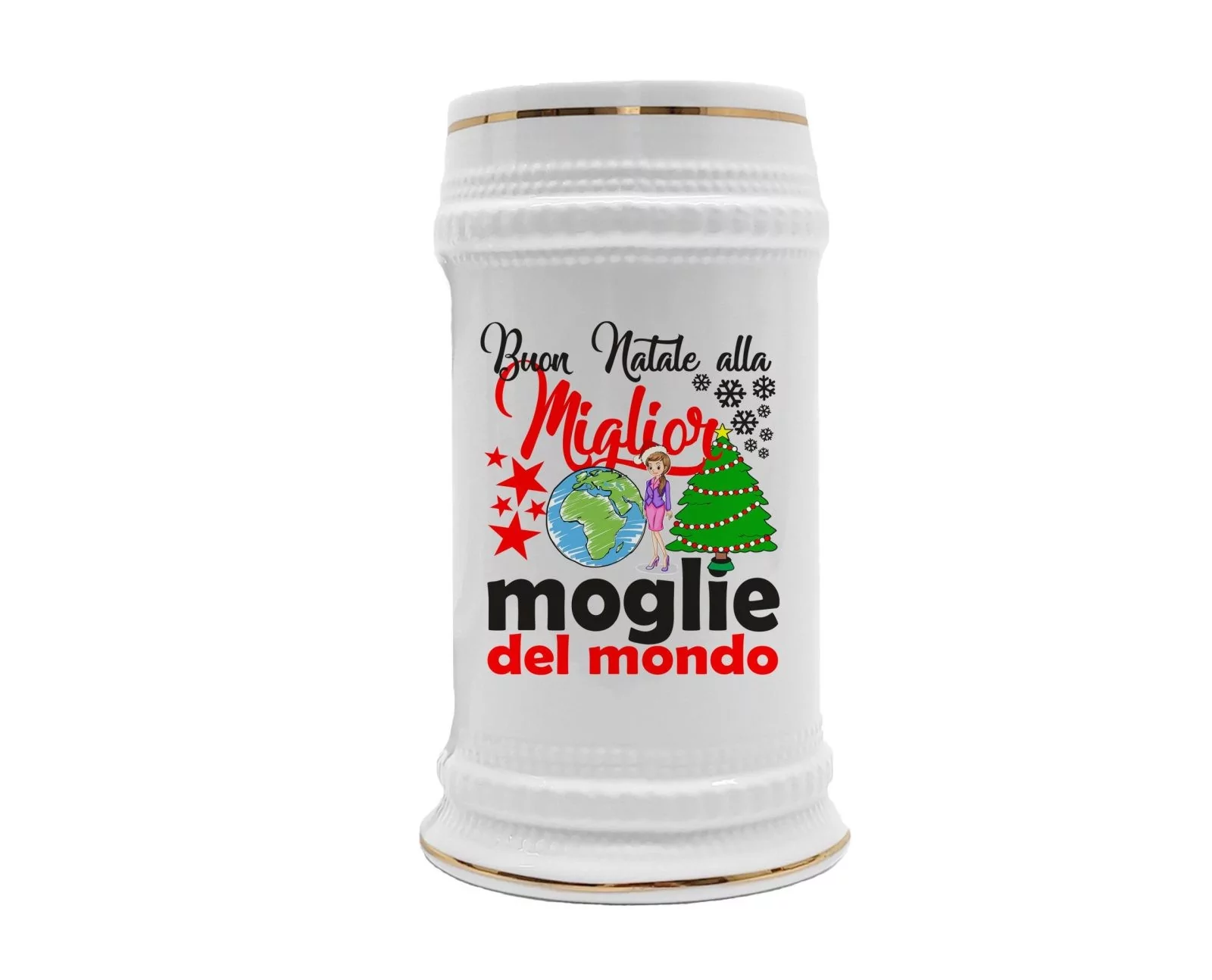 Boccale Moglie – Buon Natale alla Miglior Moglie del Mondo – Regali Moglie – Boccale in Ceramica Moglie – Idea Regalo Moglie – Boccale Natale Moglie – Regalo Natale Moglie
