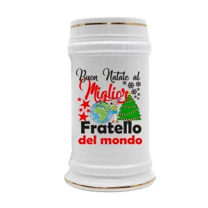 Boccale Fratello – Regalo Natale Fratello – Buon Natale al Miglior Fratello del Mondo – Idee Regalo Fratello – Boccale in Ceramica Fratello – Idea Regalo Fratello – Regalo Natale Fratello