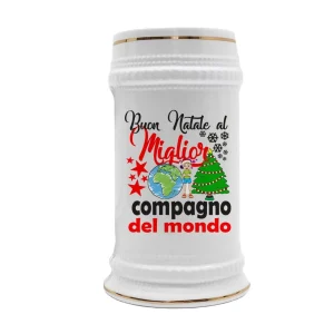 Boccale Compagno – Regalo Natale Compagno – Buon Natale al Miglior Compagno del Mondo – Idee Regalo Compagno – Boccale in Ceramica Compagno – Idea Regalo Compagno – Regalo Natale Compagno