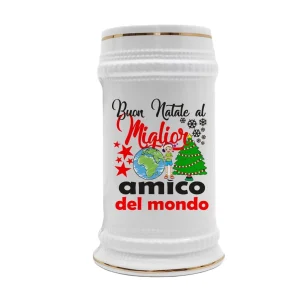 Boccale Amico – Regalo Natale Amico – Buon Natale al Miglior Amico del Mondo – Idee Regalo Amico – Boccale in Ceramica Amico – Idea Regalo Amico – Regalo Natale Amico